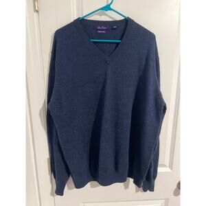 Alan Flusser 100% Merino Wool Blue Sweater – Size XL